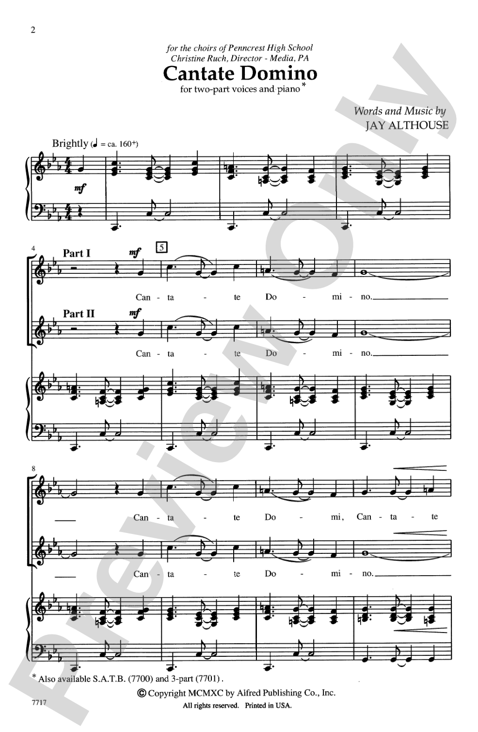 Cantate Domino: 2-Part Choral Octavo
