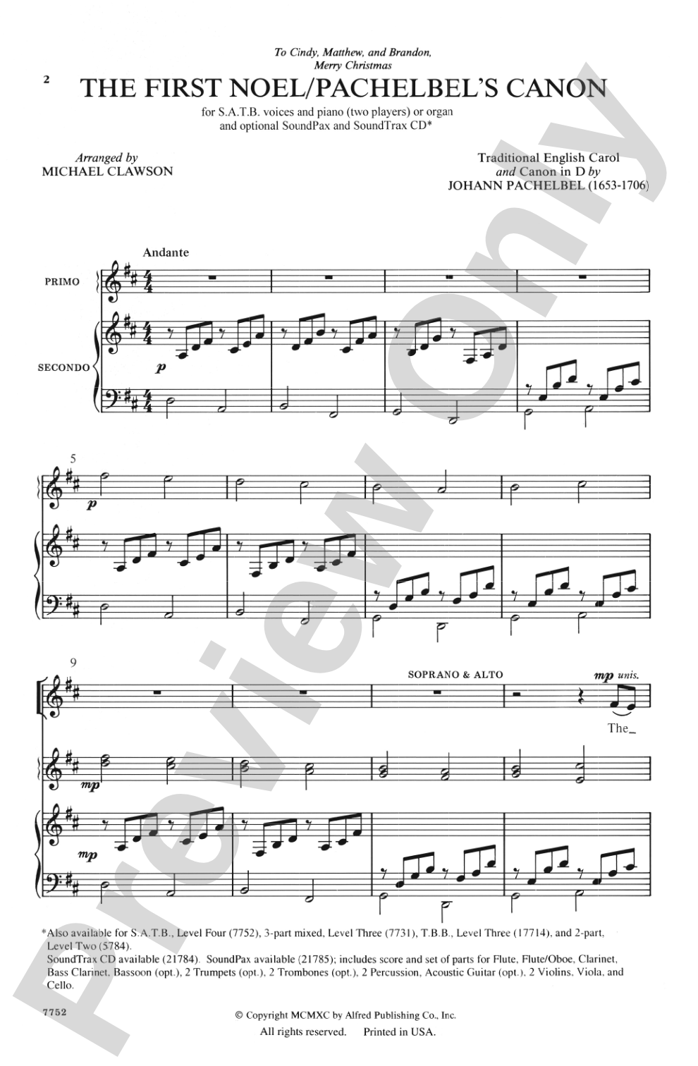 The First Noel / Pachelbel's Canon: SATB Choral Octavo