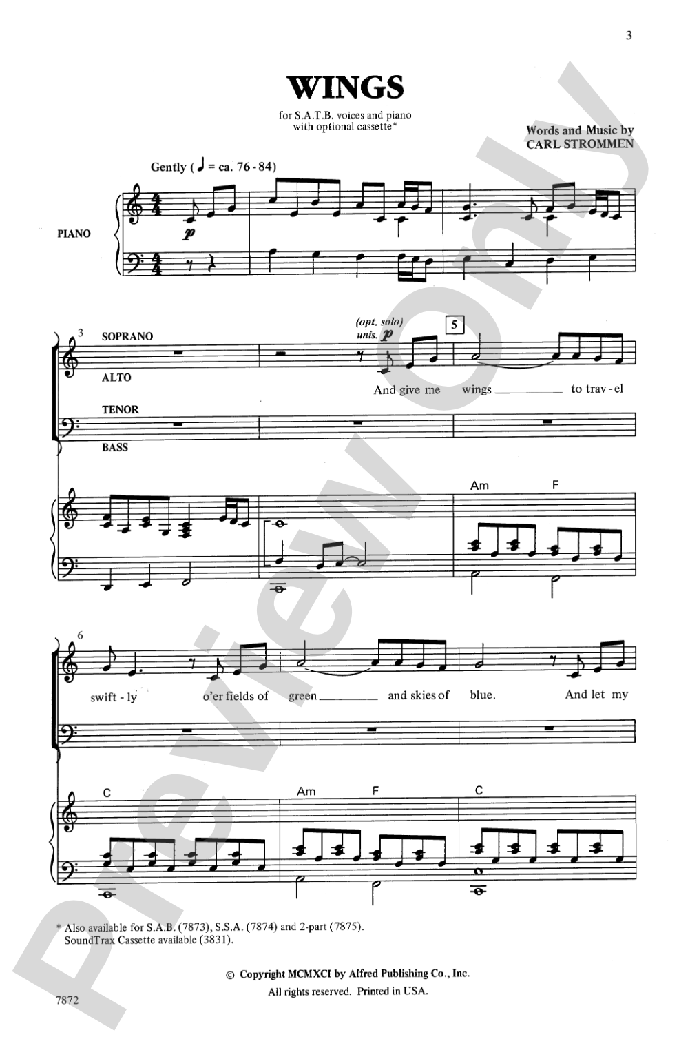 Wings: SATB Choral Octavo