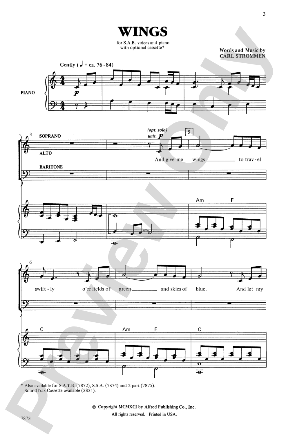 Wings: SAB Choral Octavo