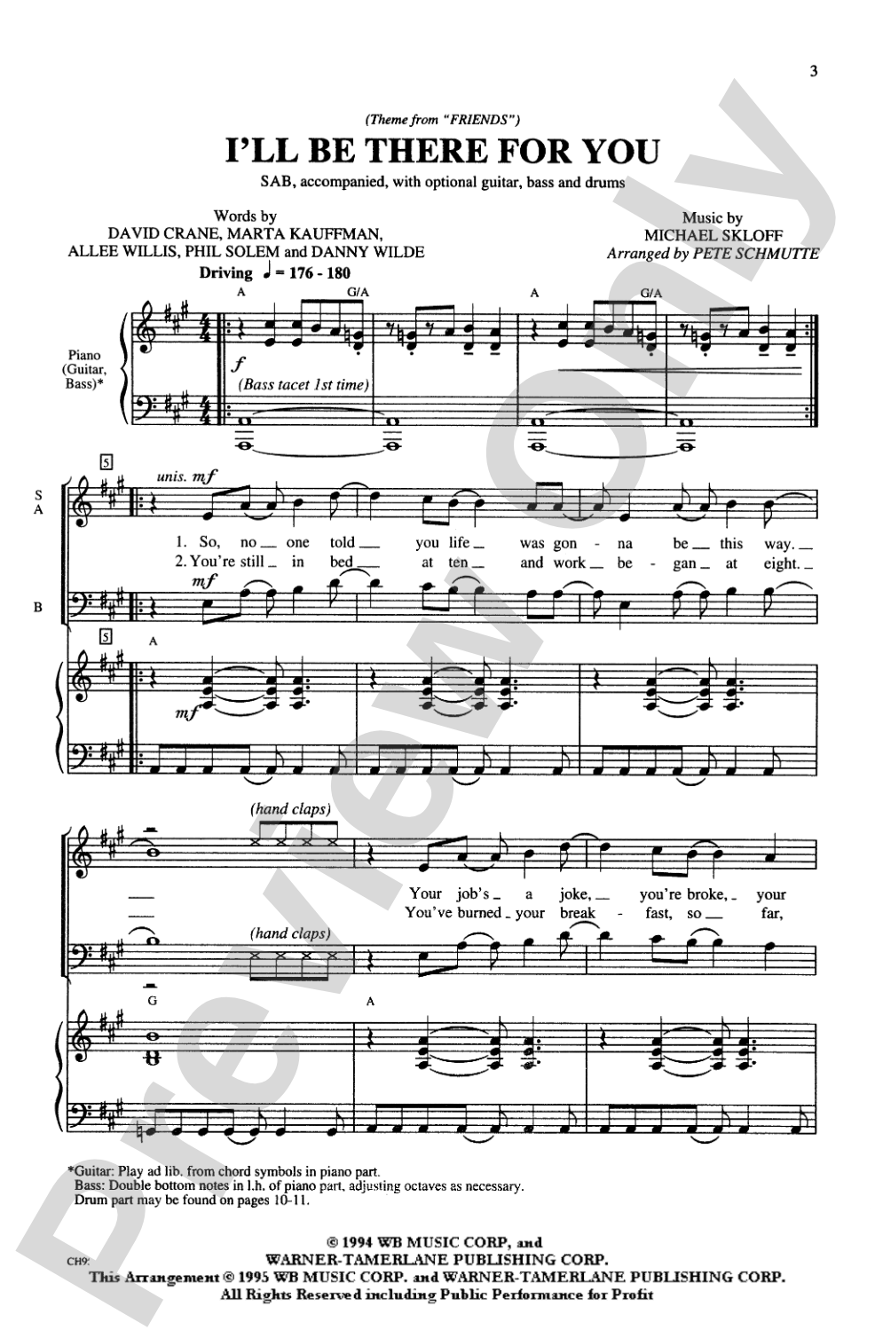 I'll Be There for You (Theme from "Friends"): SAB Choral Octavo