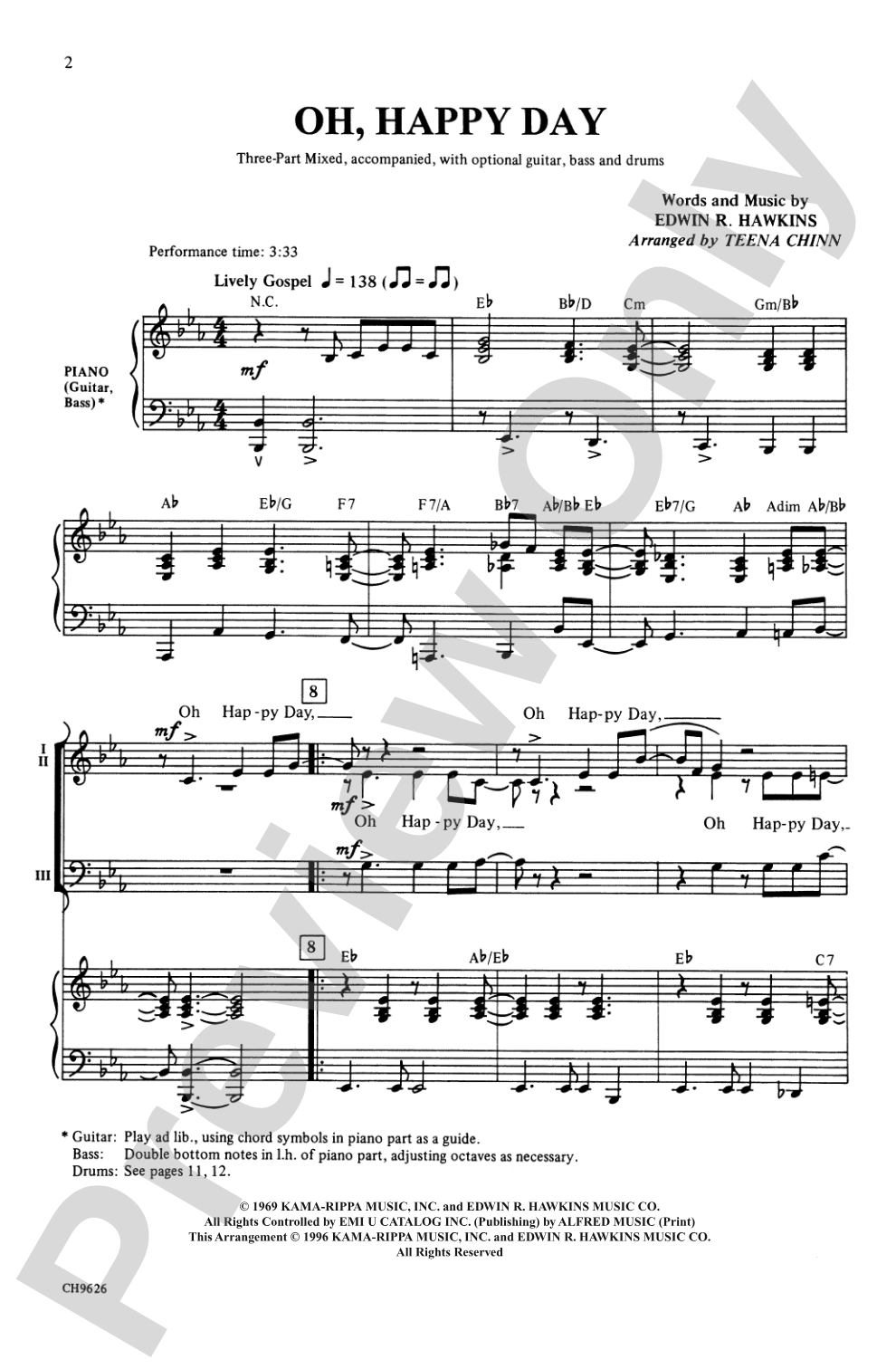 Oh, Happy Day: 3-Part Mixed Choral Octavo