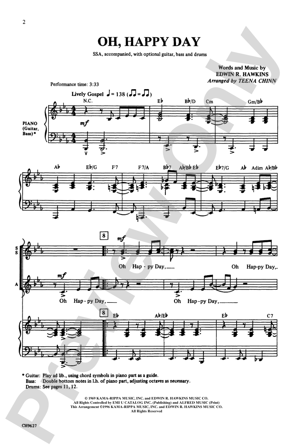 Oh, Happy Day: SSA Choral Octavo