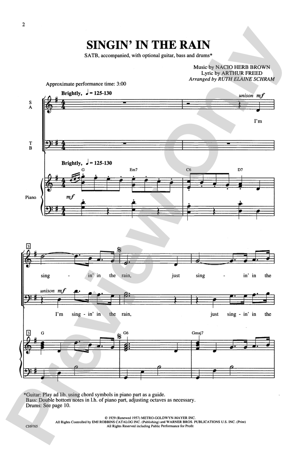 Singin' in the Rain: SATB Choral Octavo