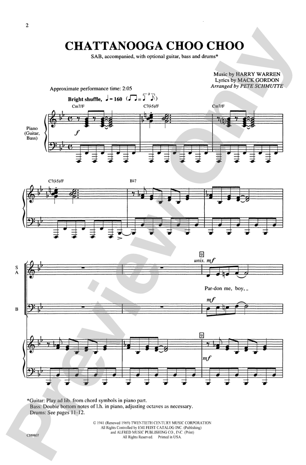 Chattanooga Choo Choo: SAB Choral Octavo