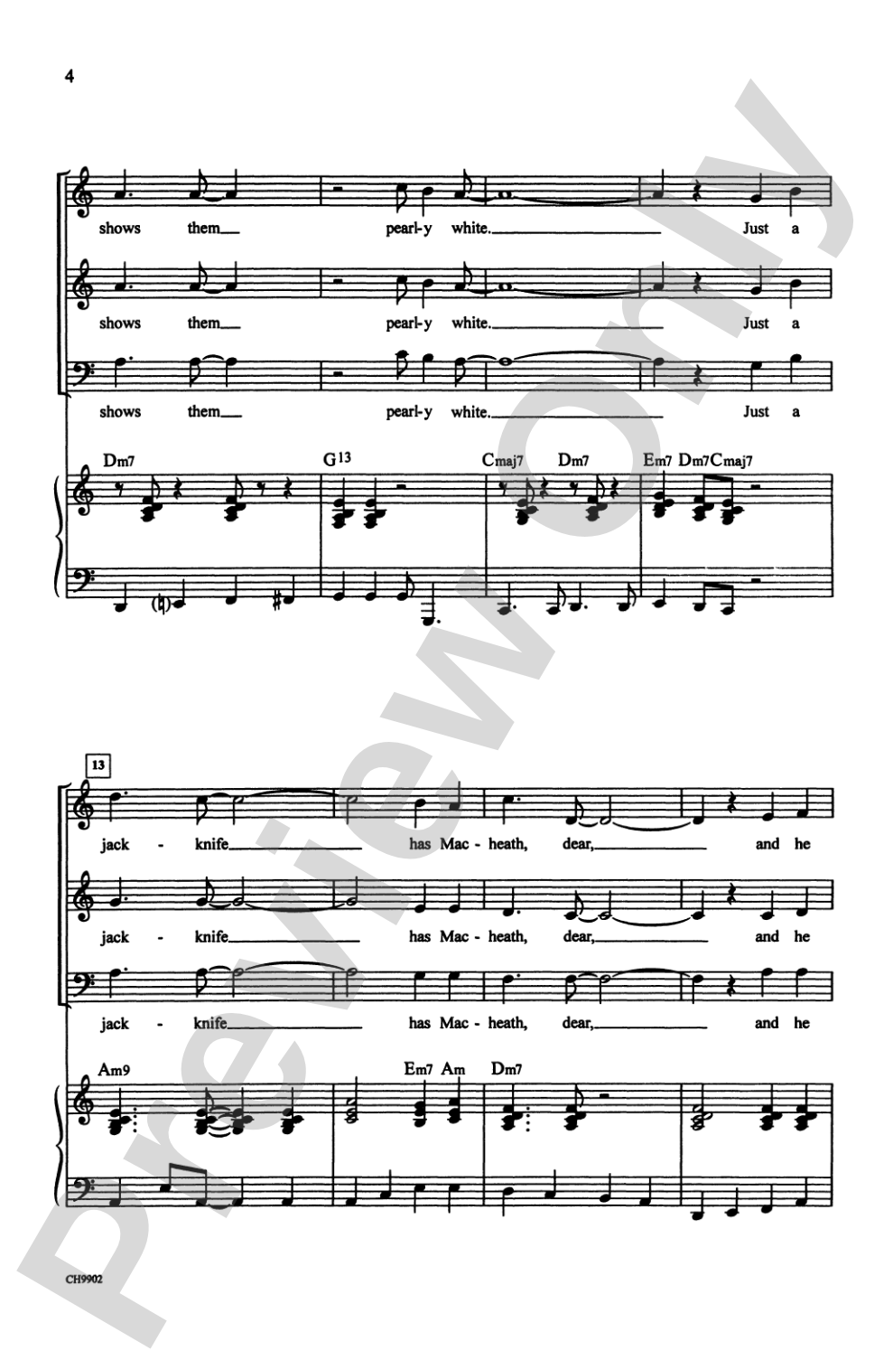 Mack the Knife: SAB Choral Octavo