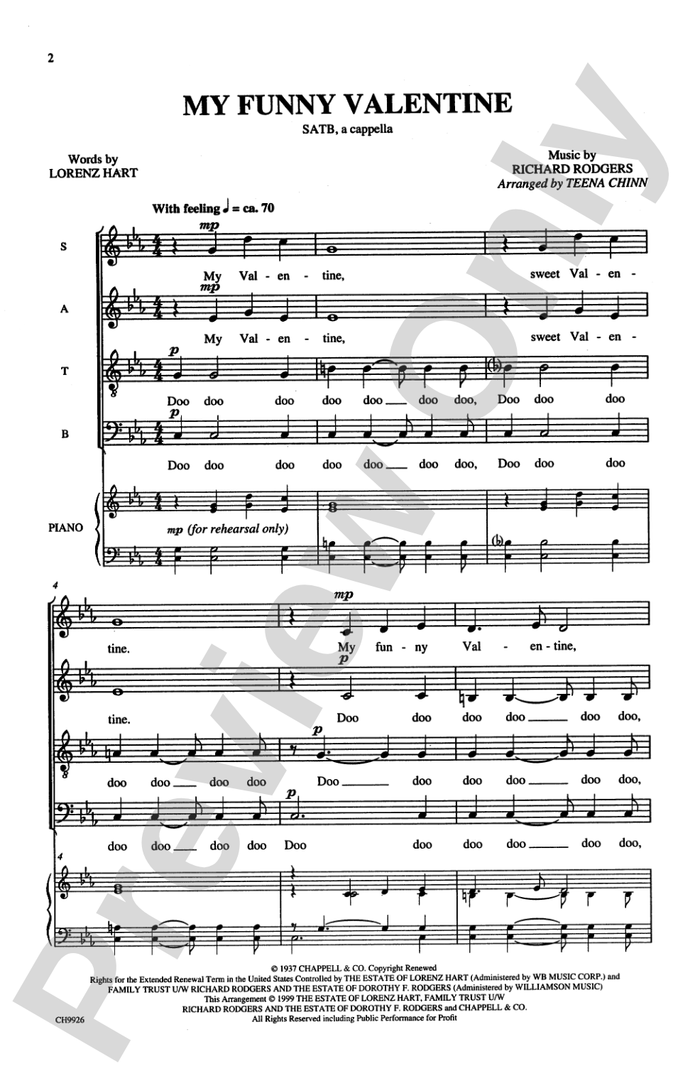My Funny Valentine: SATB Choral Octavo
