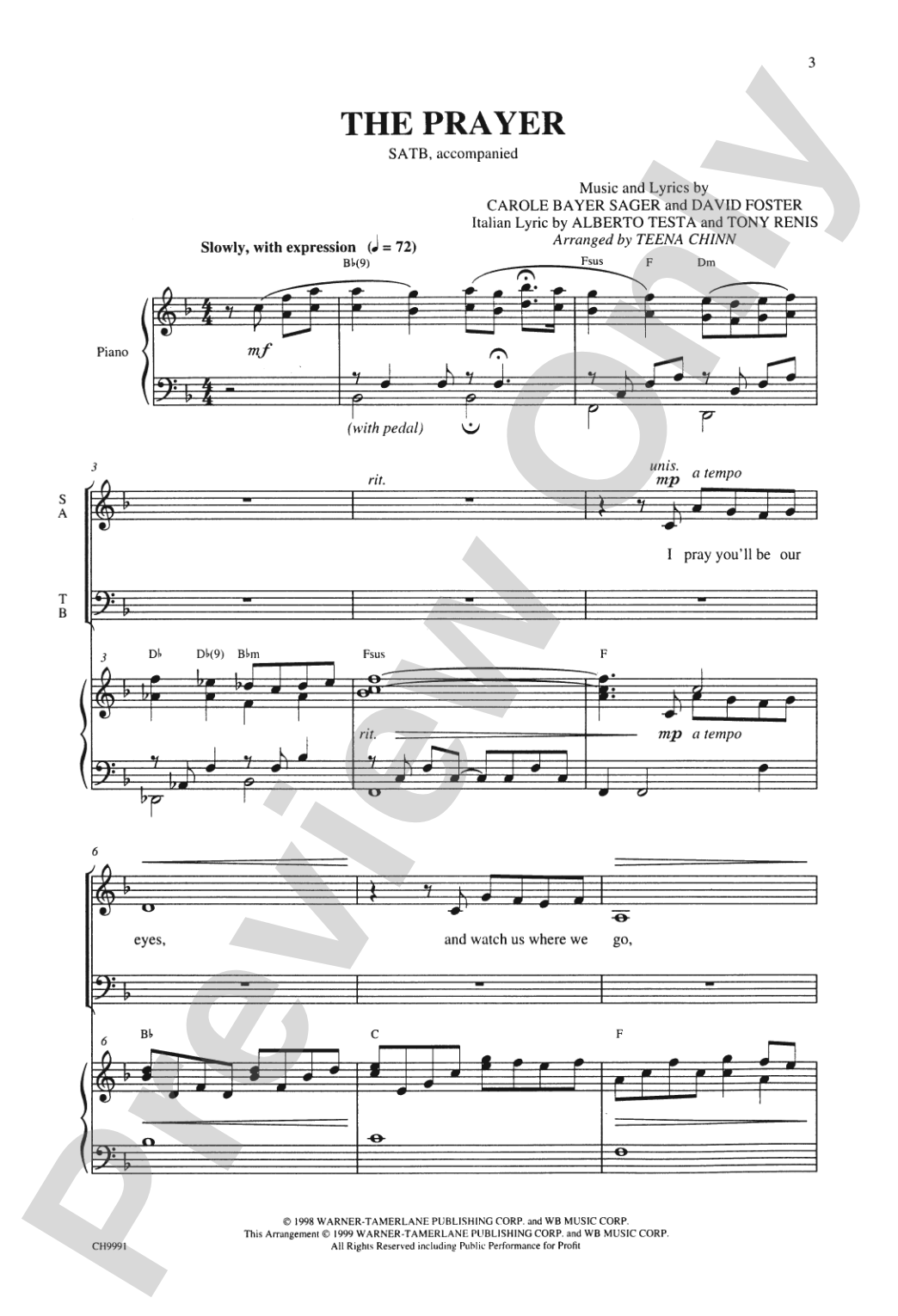 The Prayer (from <I>Quest for Camelot™</i>): SATB Choral Octavo
