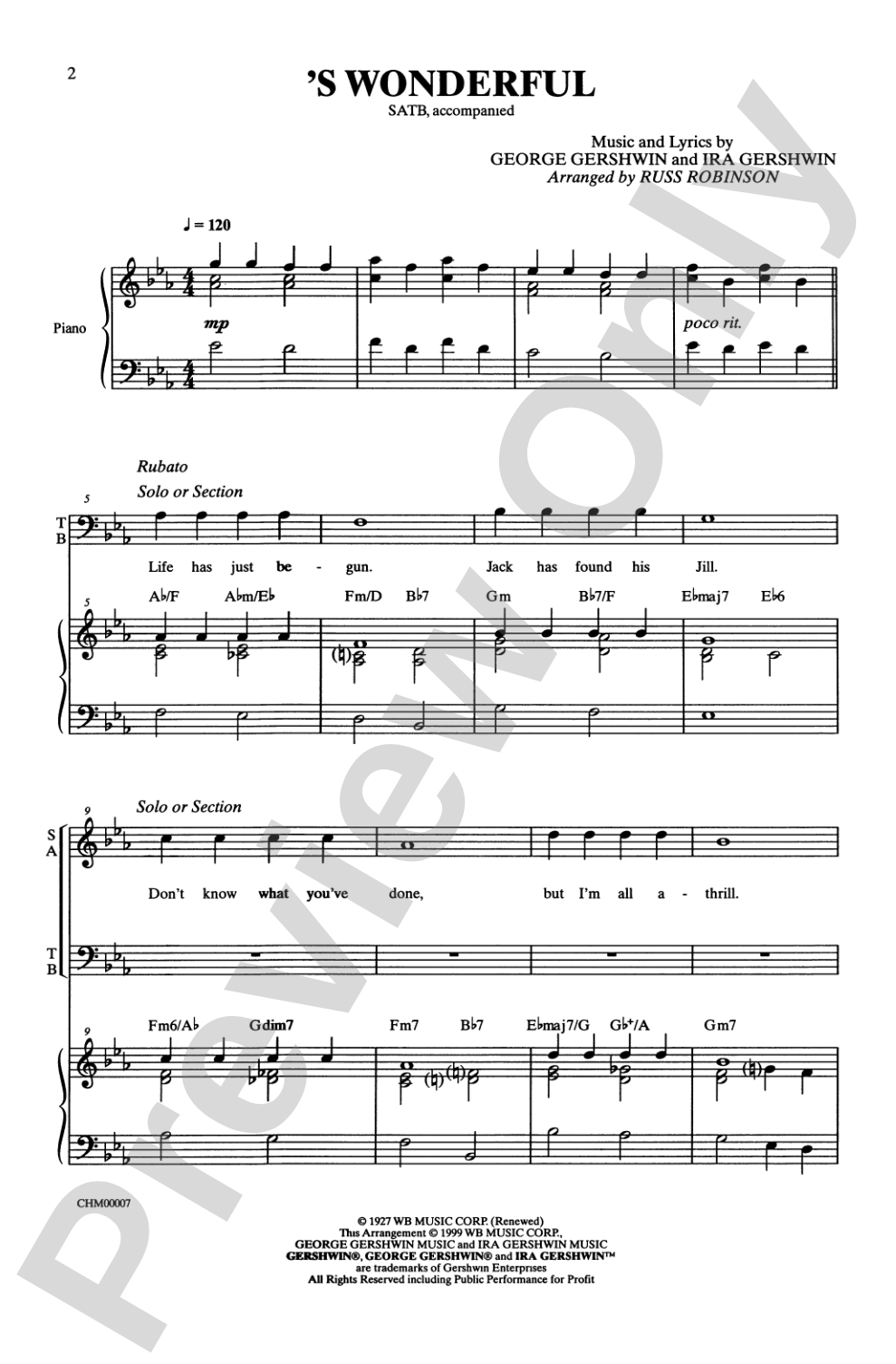 'S Wonderful: SATB Choral Octavo