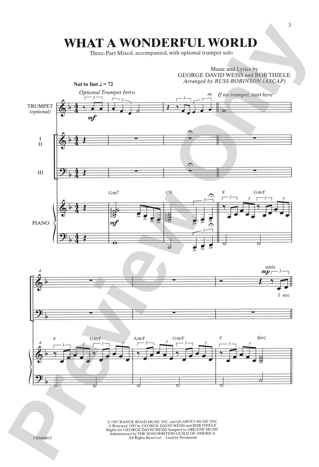 What a Wonderful World: SAB Choral Octavo