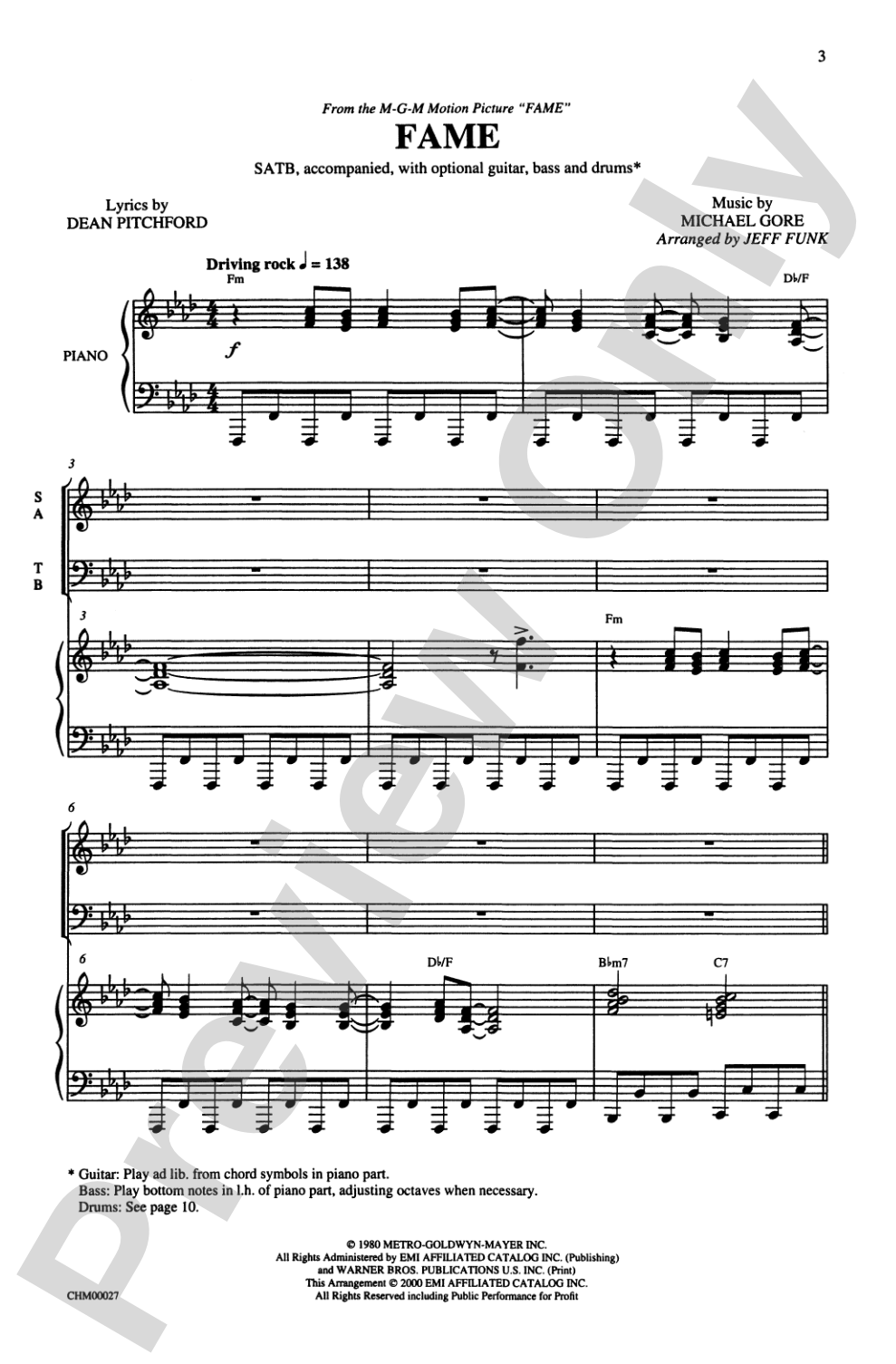 Fame: SATB Choral Octavo