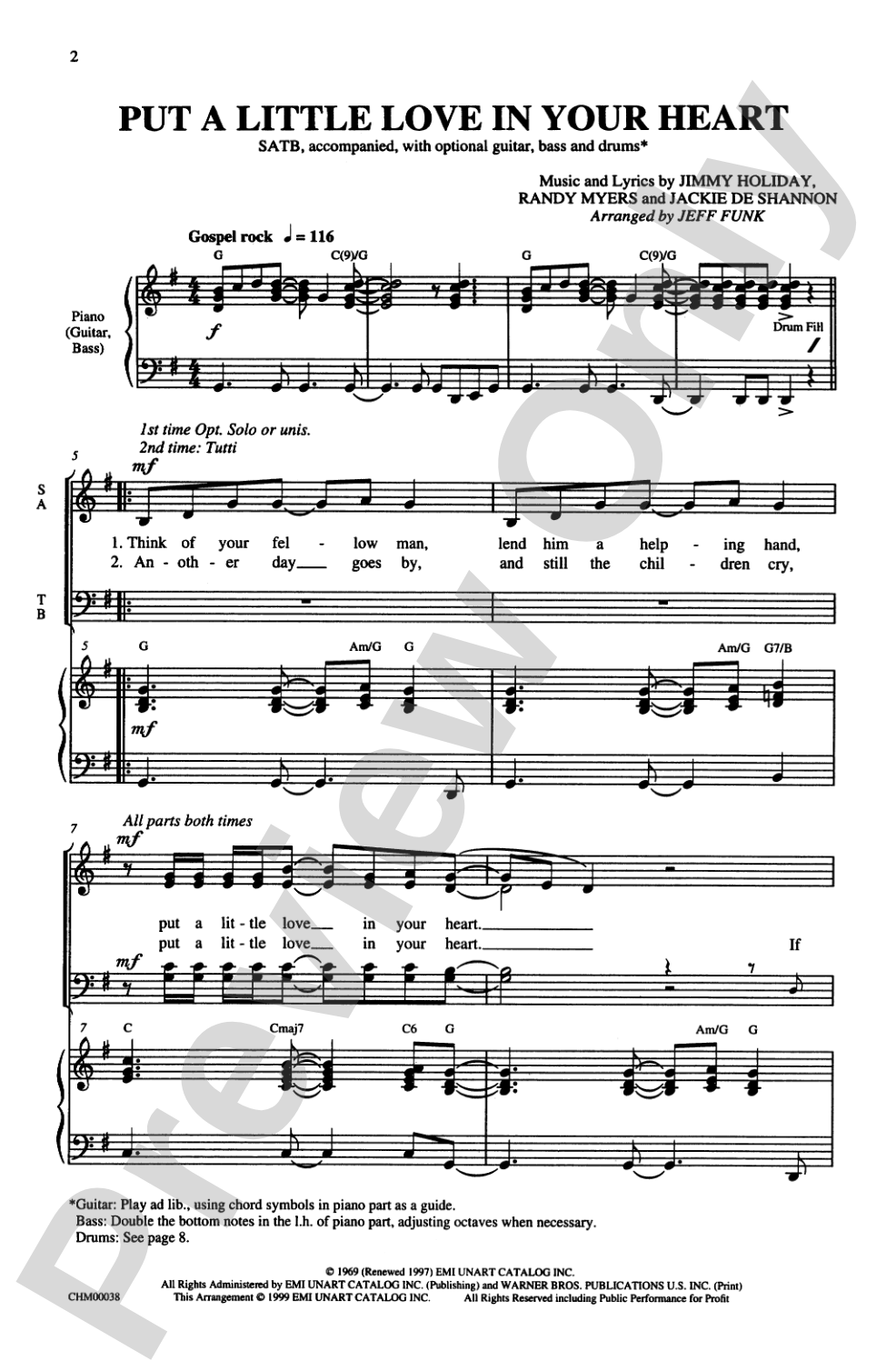Put a Little Love in Your Heart: SATB Choral Octavo
