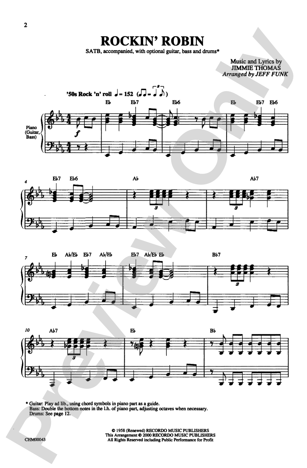 Rockin' Robin: SATB Choral Octavo