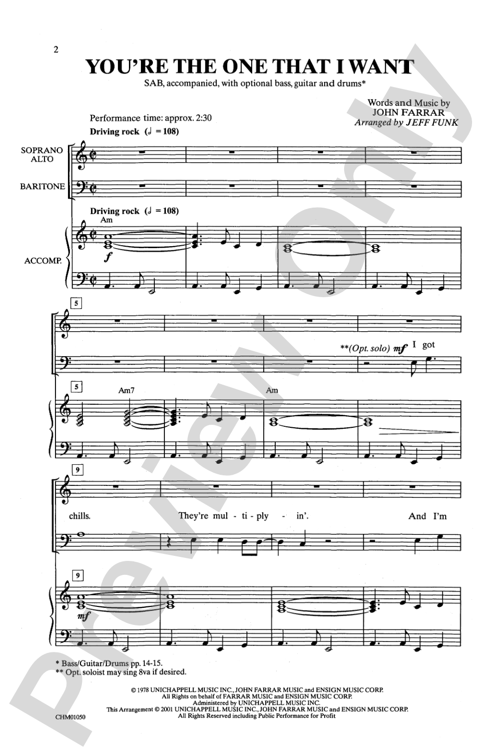 You're the One That I Want: SAB Choral Octavo