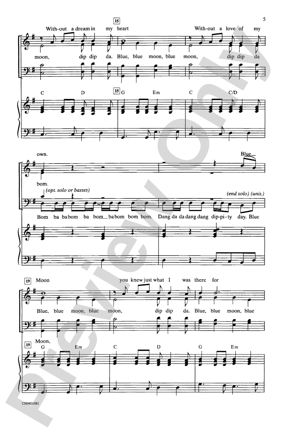 Blue Moon: SATB, <i>a cappella</i> Choral Octavo