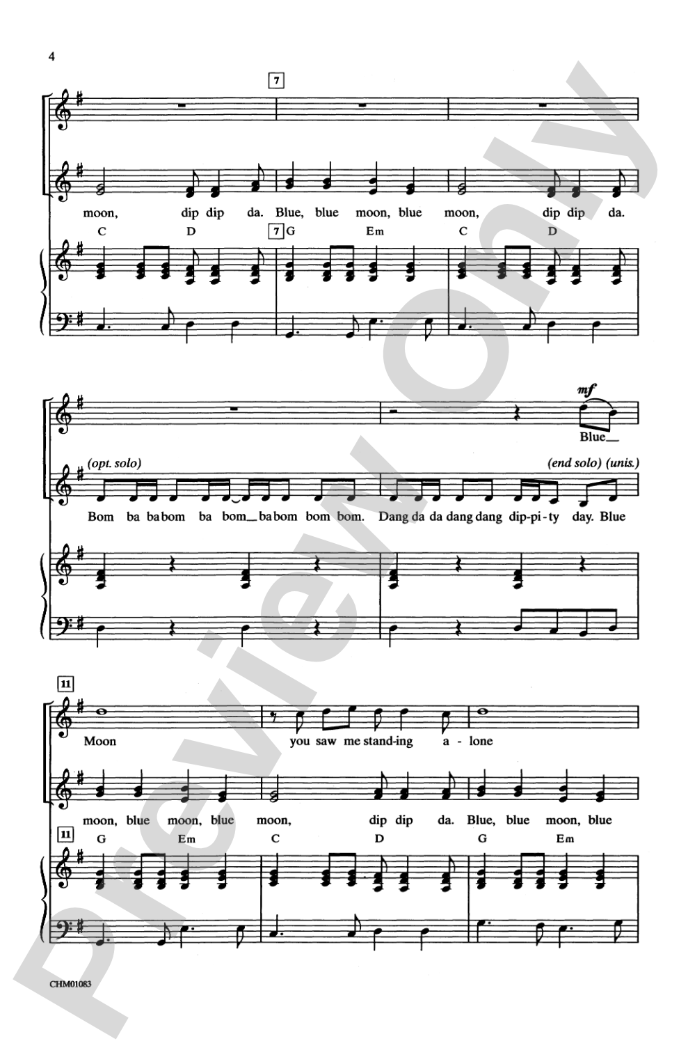 Blue Moon: SSA, <I>a cappella</I> Choral Octavo
