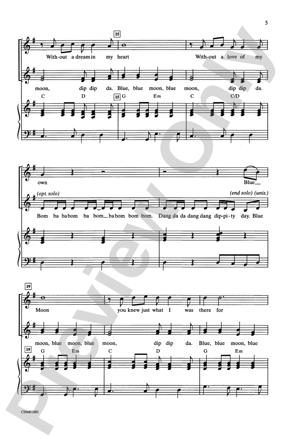 Blue Moon: SSA, <I>a cappella</I> Choral Octavo