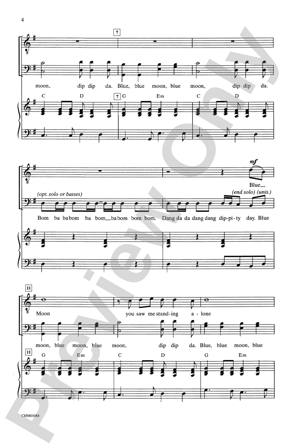 Blue Moon: TBB, <I>a cappella</I> Choral Octavo
