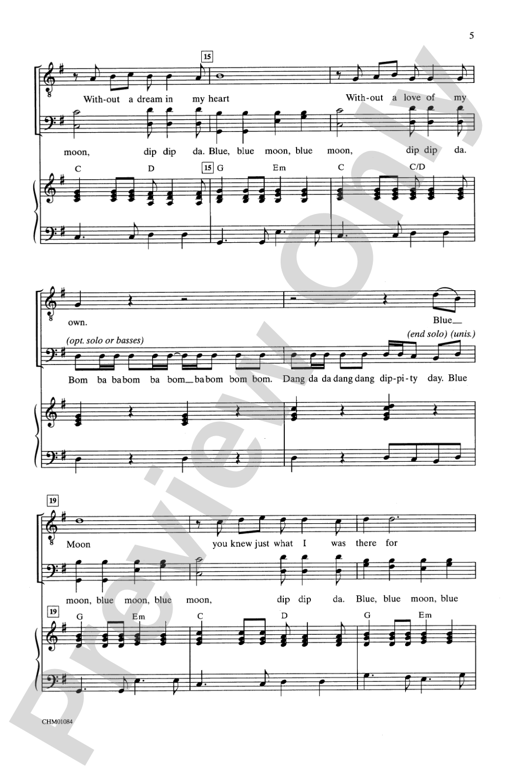 Blue Moon: TBB, <I>a cappella</I> Choral Octavo
