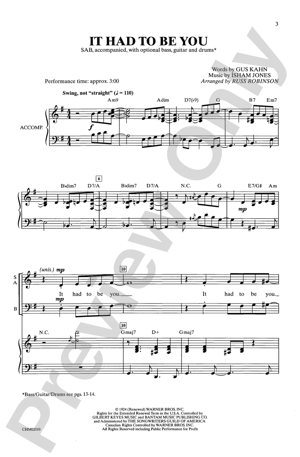 It Had to Be You: SAB Choral Octavo