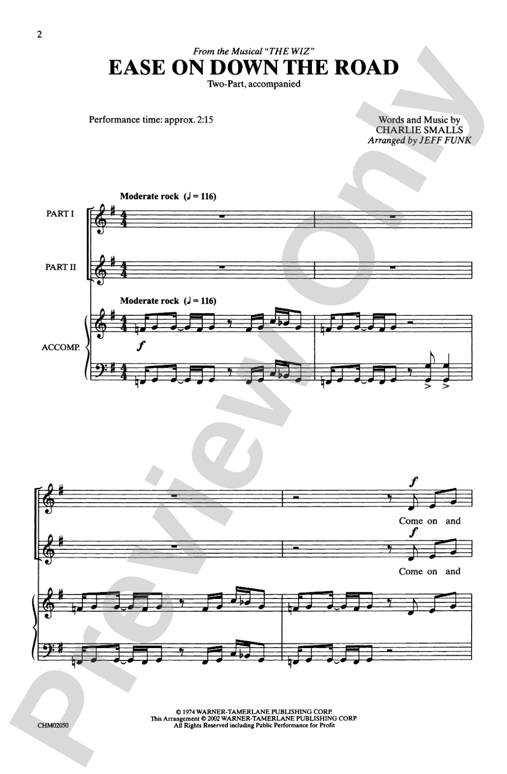 Ease on Down the Road (from <I>The Wiz</I>): 2-Part Choral Octavo
