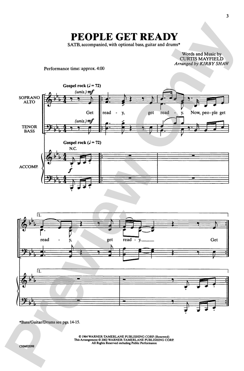 People Get Ready: SATB Choral Octavo