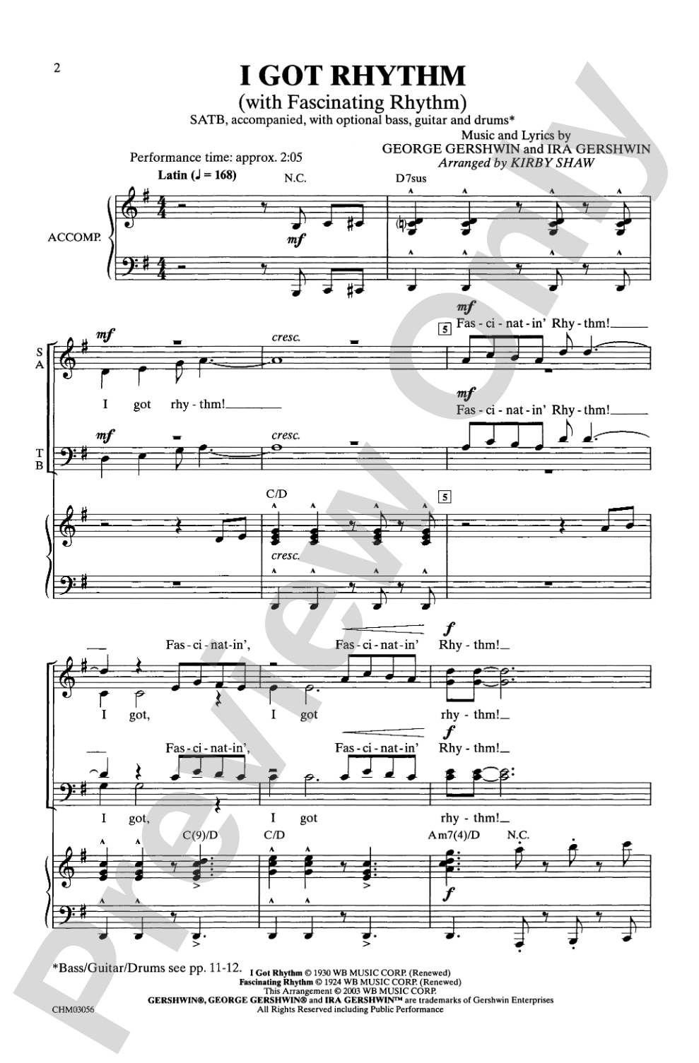 I Got Rhythm: SATB Choral Octavo