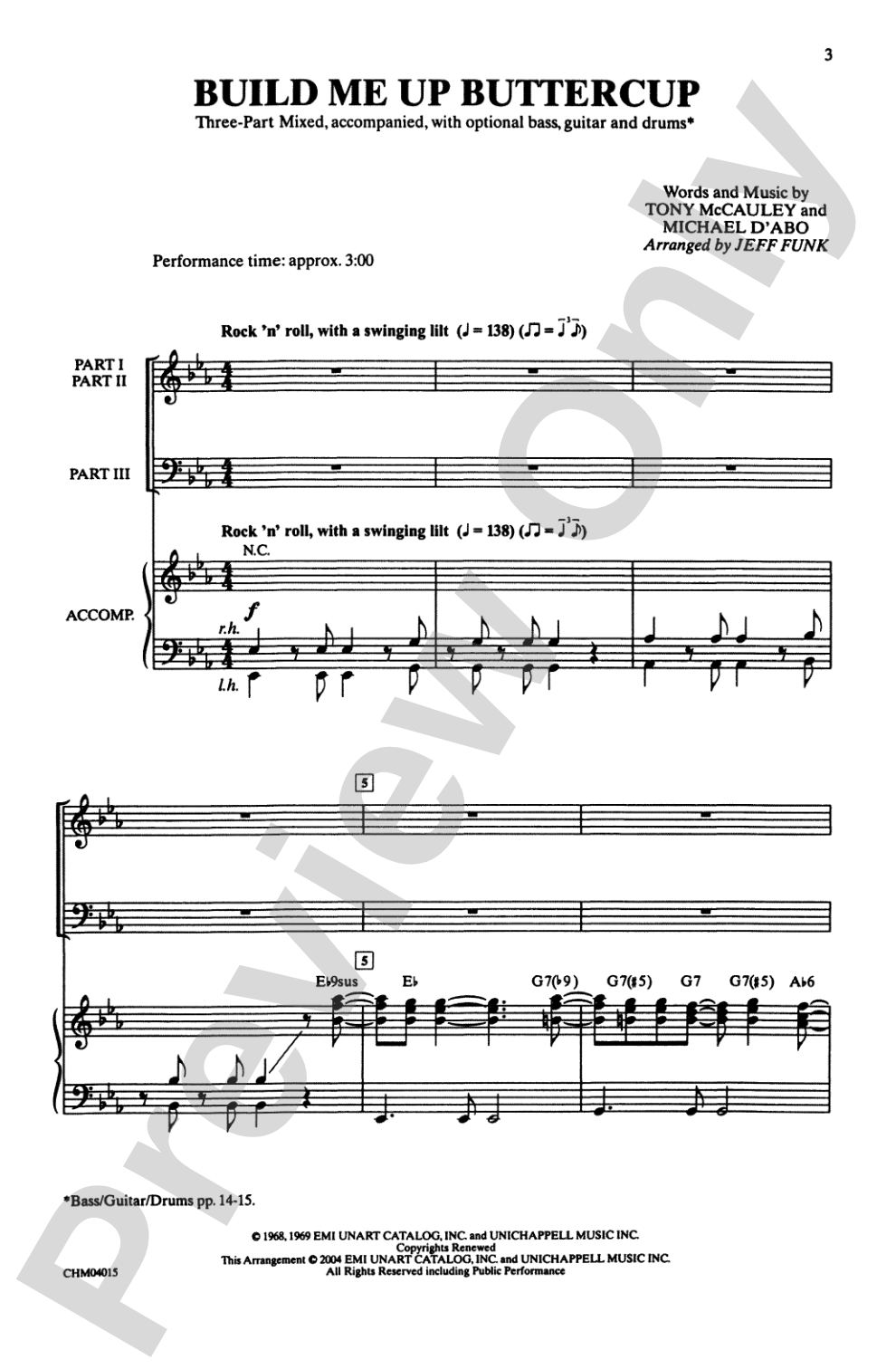 Build Me Up Buttercup: 3-Part Mixed Choral Octavo