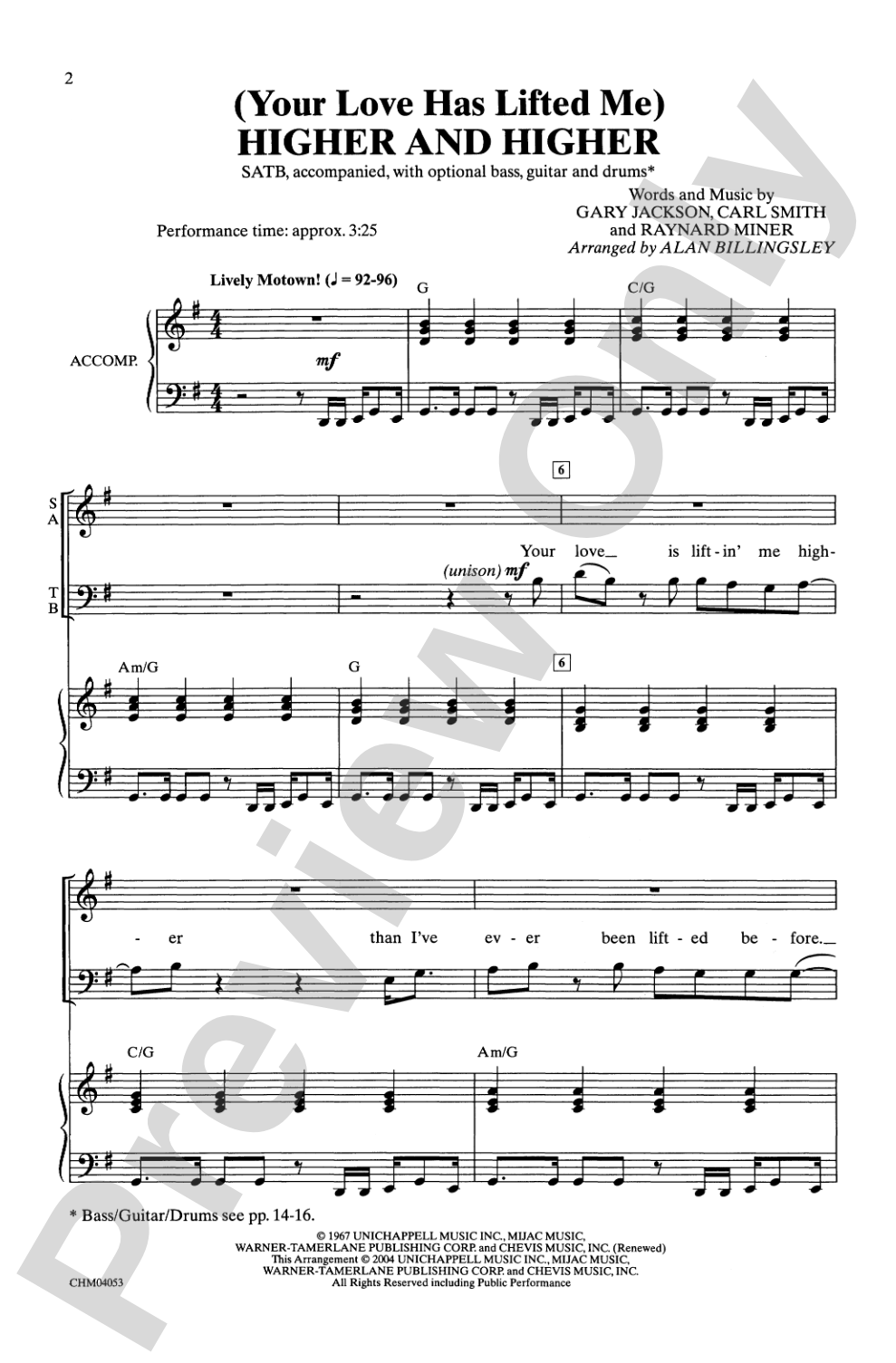(Your Love Has Lifted Me) Higher and Higher: SATB Choral Octavo