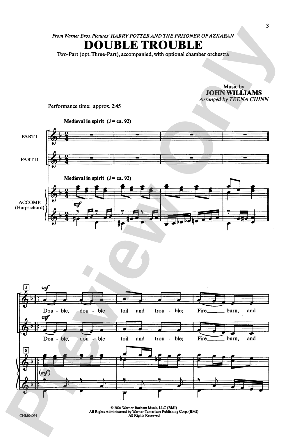 Double Trouble (from <I>Harry Potter and the Prisoner of Azkaban</I>): 2-Part (Opt. 3-Part) Choral Octavo