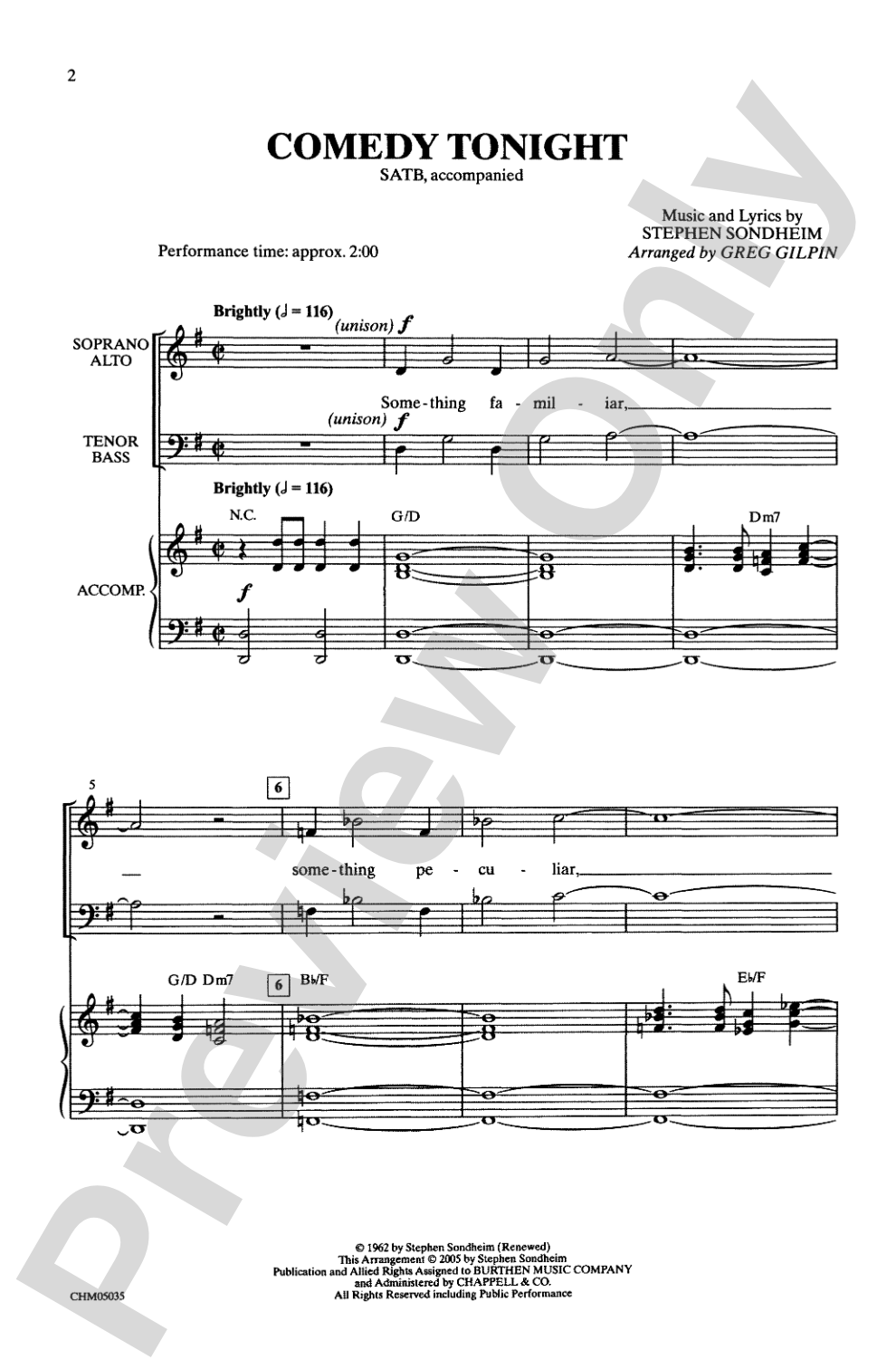 Comedy Tonight: SATB Choral Octavo