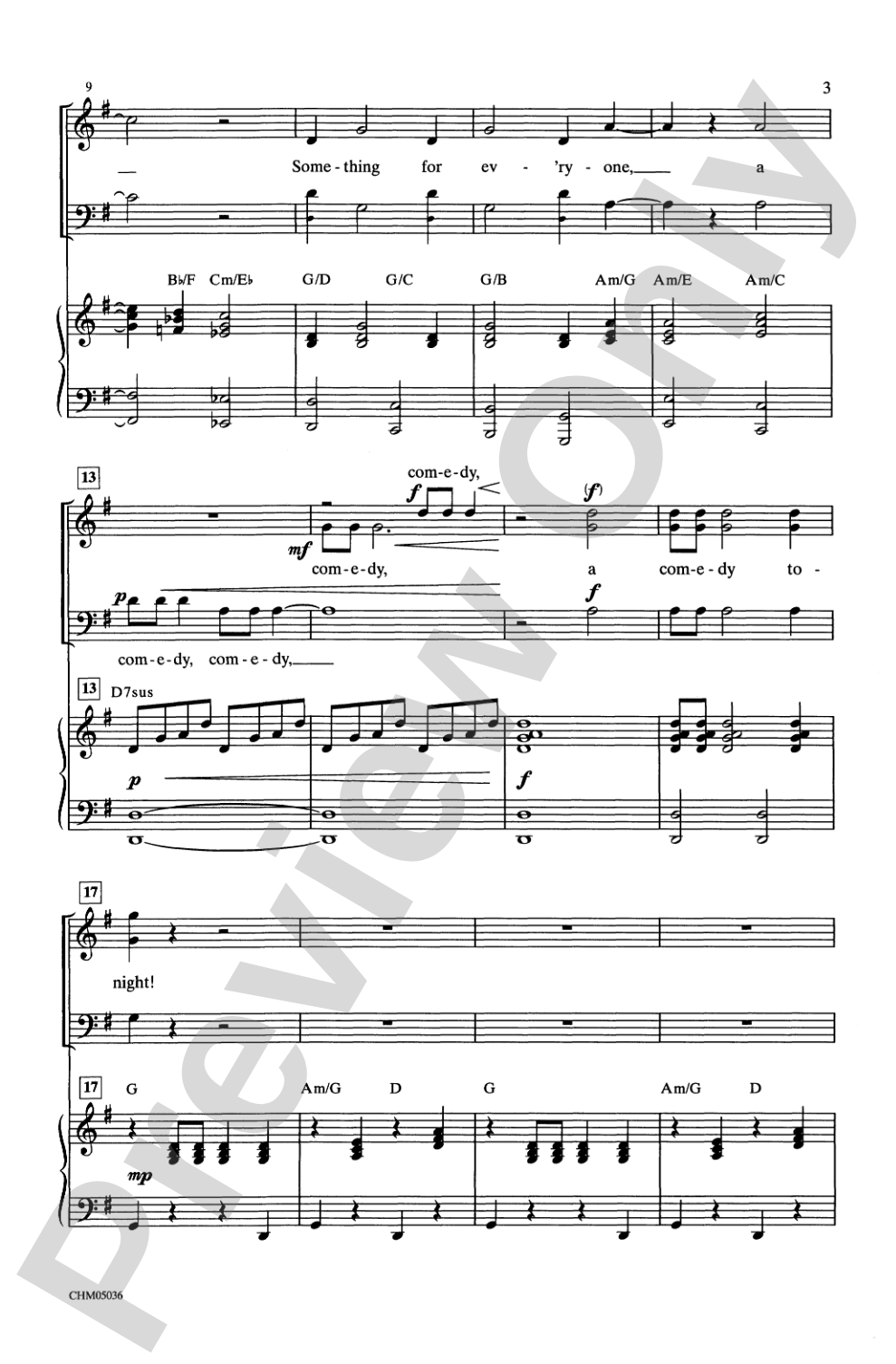 Comedy Tonight: 3-Part Mixed Choral Octavo