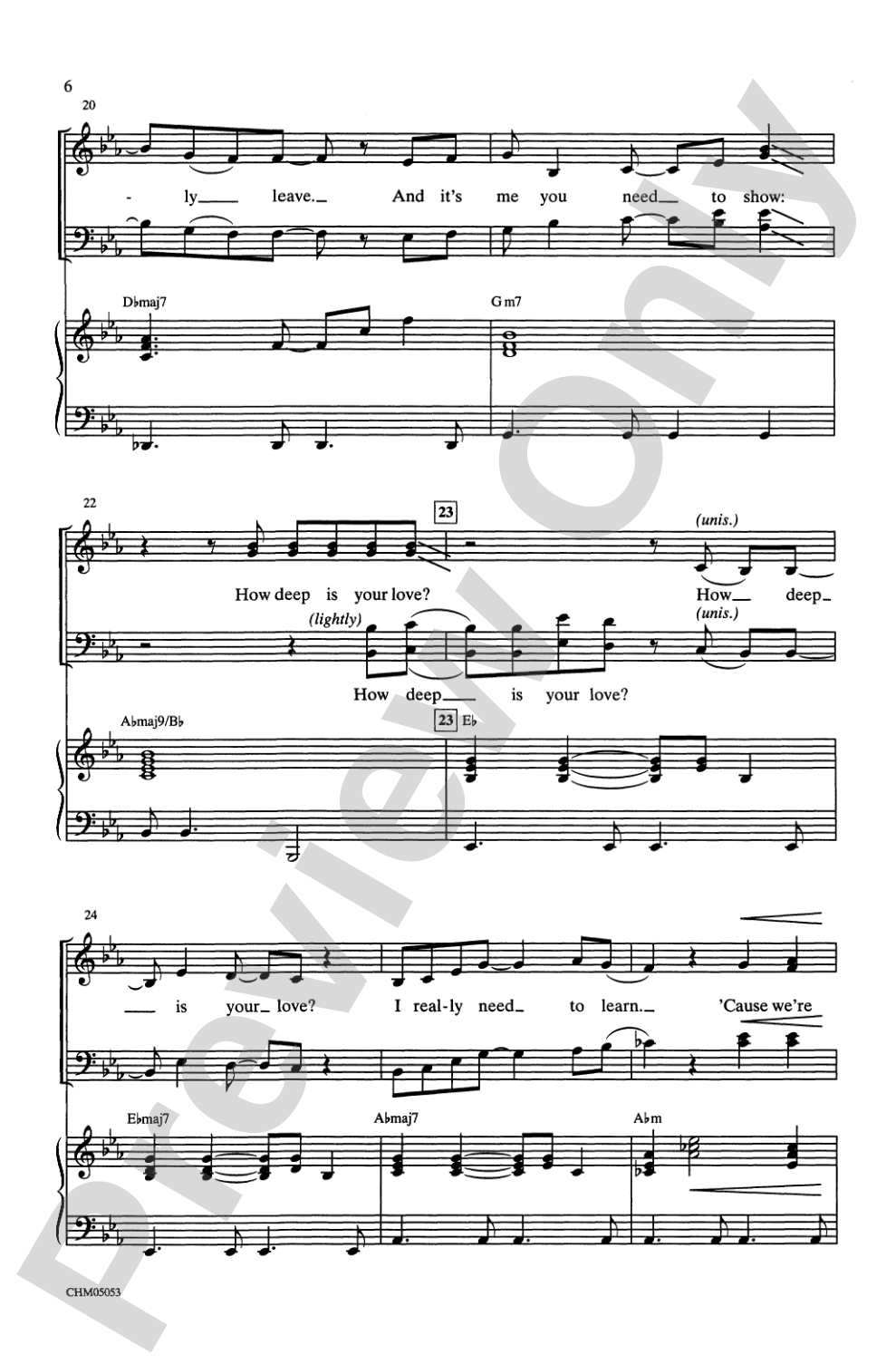 How Deep Is Your Love: SATB Choral Octavo