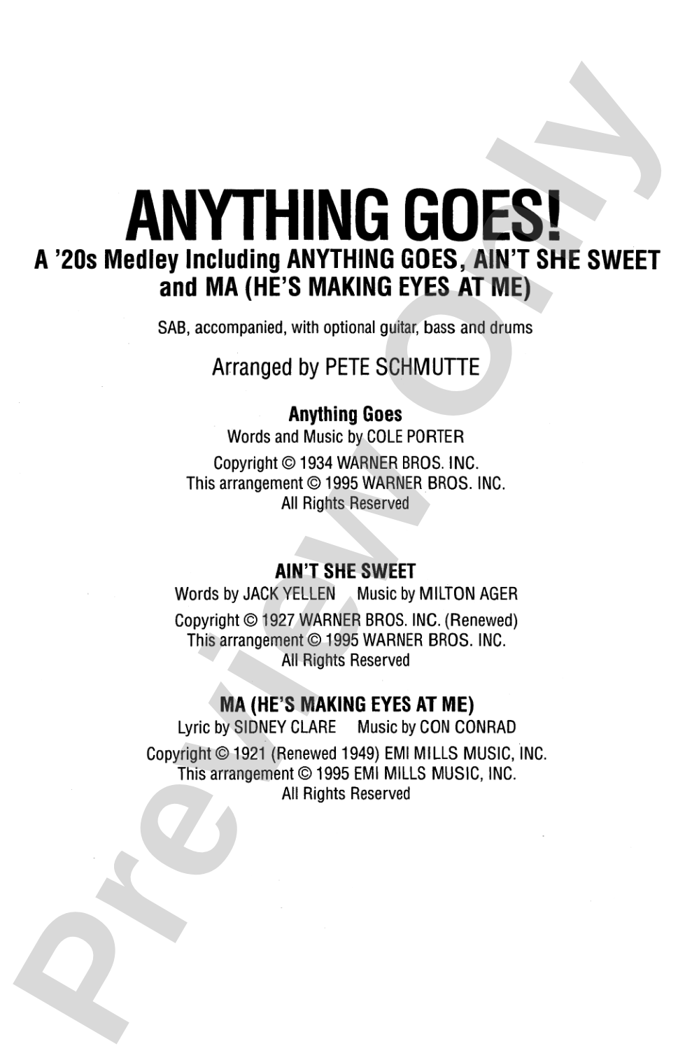 Anything Goes! (A '20s Medley): SATB Choral Octavo