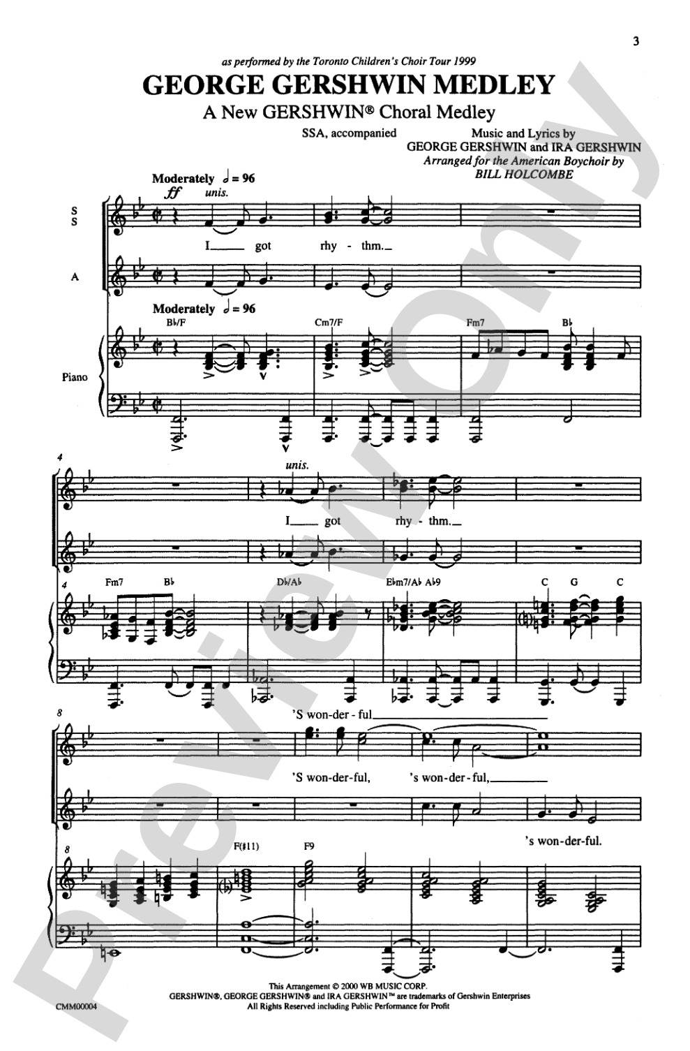 George Gershwin Medley: SSA Choral Octavo