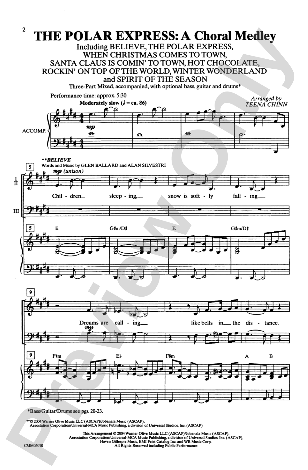 The Polar Express: A Choral Medley: 3-Part Mixed Choral Octavo