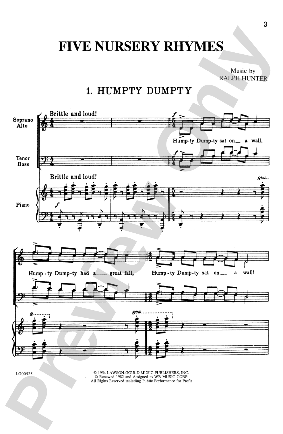 Five Nursery Rhymes: SATB Choral Octavo