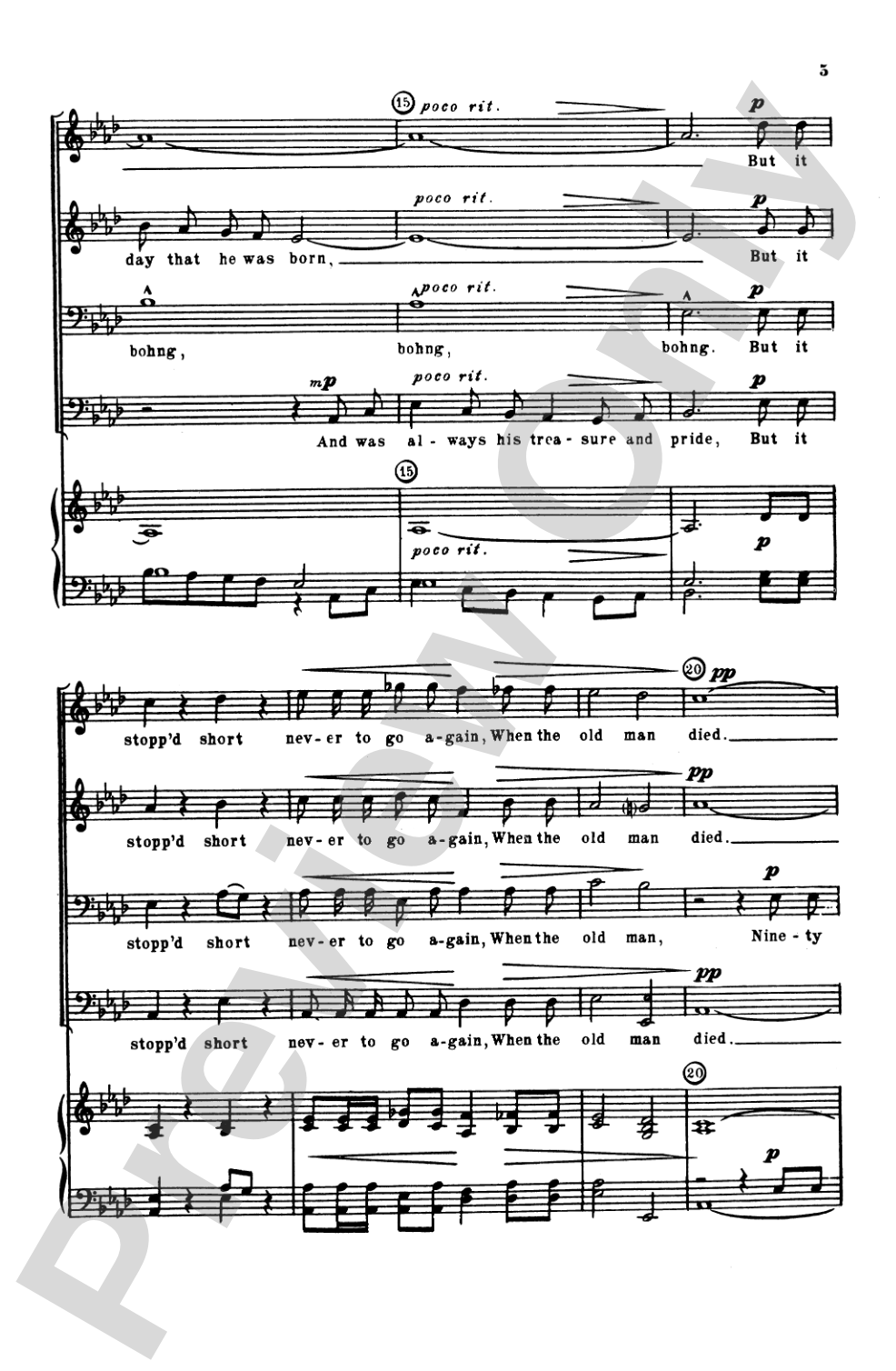 Grandfather's Clock: TTBB Choral Octavo