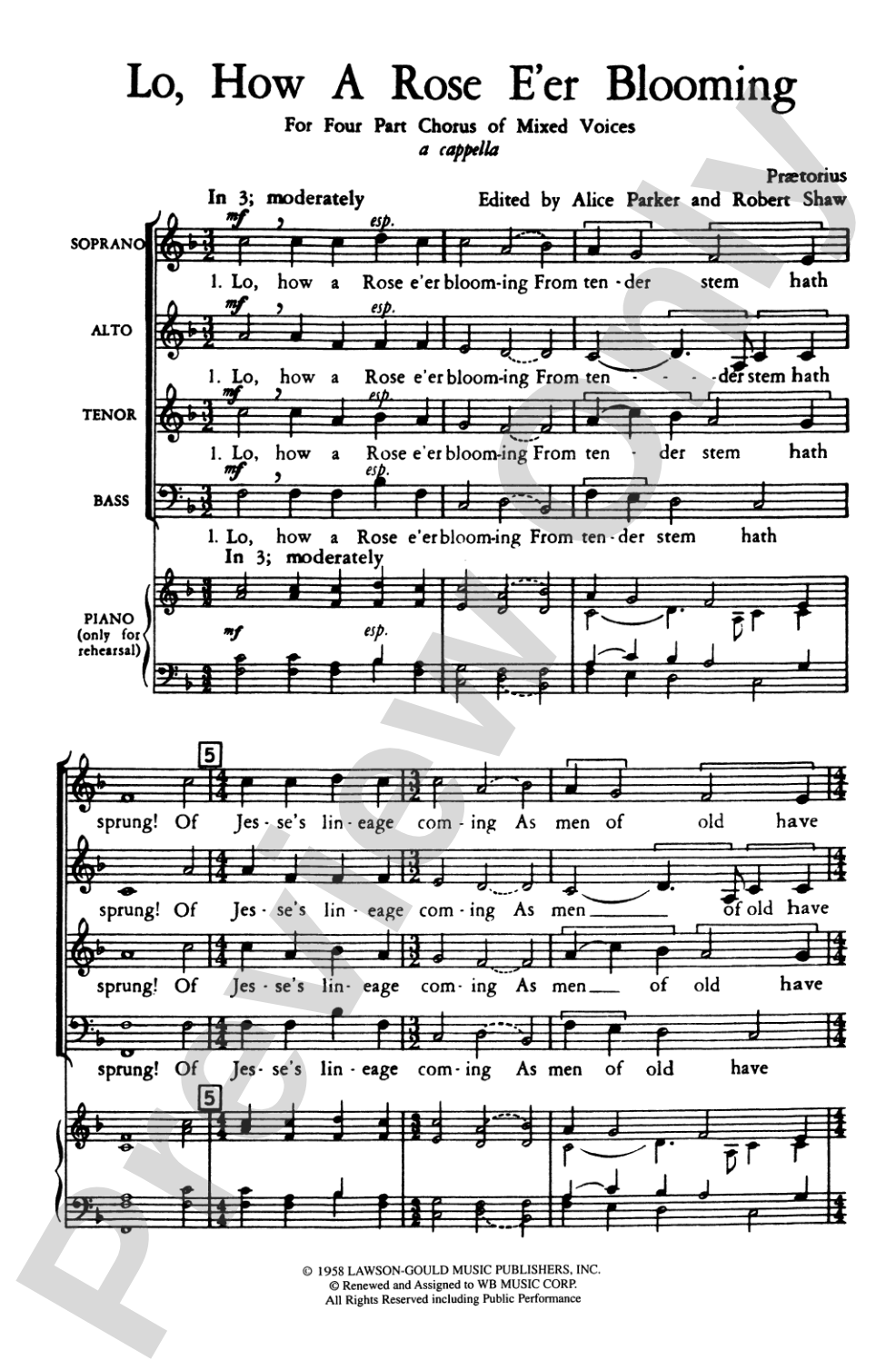 Lo, How a Rose E'er Blooming: SATB Choral Octavo