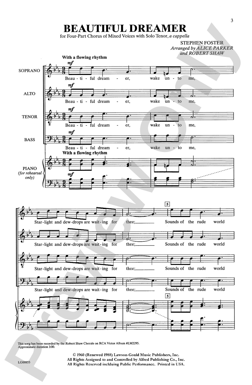 Beautiful Dreamer: SATB Choral Octavo