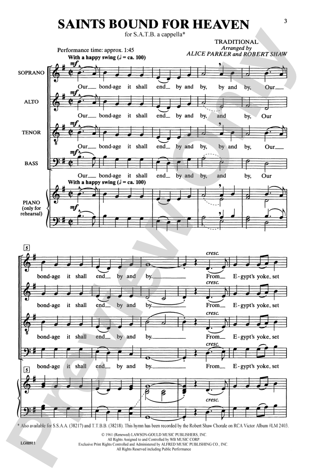 Saints Bound for Heaven: SATB, <I>a cappella</I> Choral Octavo