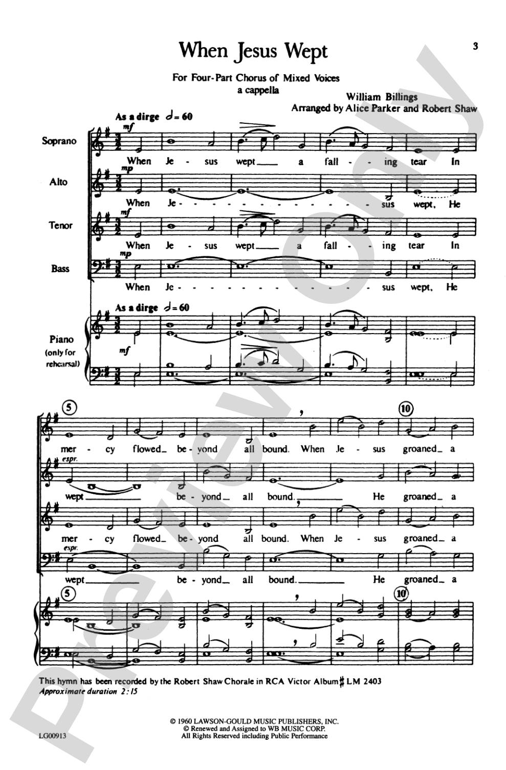 When Jesus Wept: SATB Choral Octavo