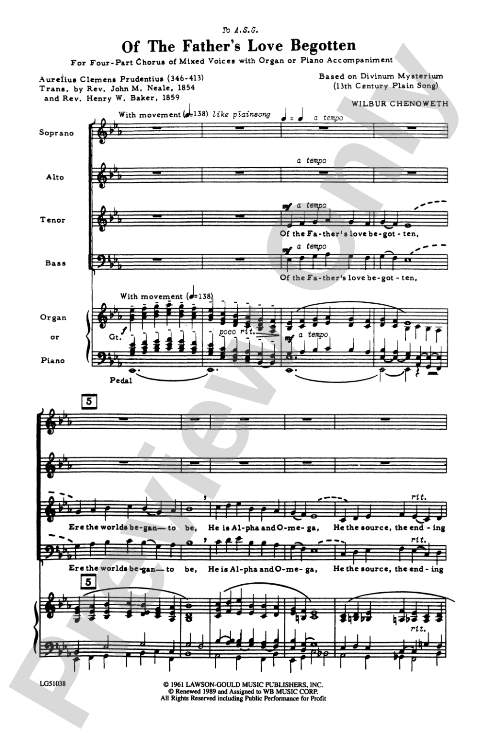 Of the Father's Love Begotten: SATB Choral Octavo