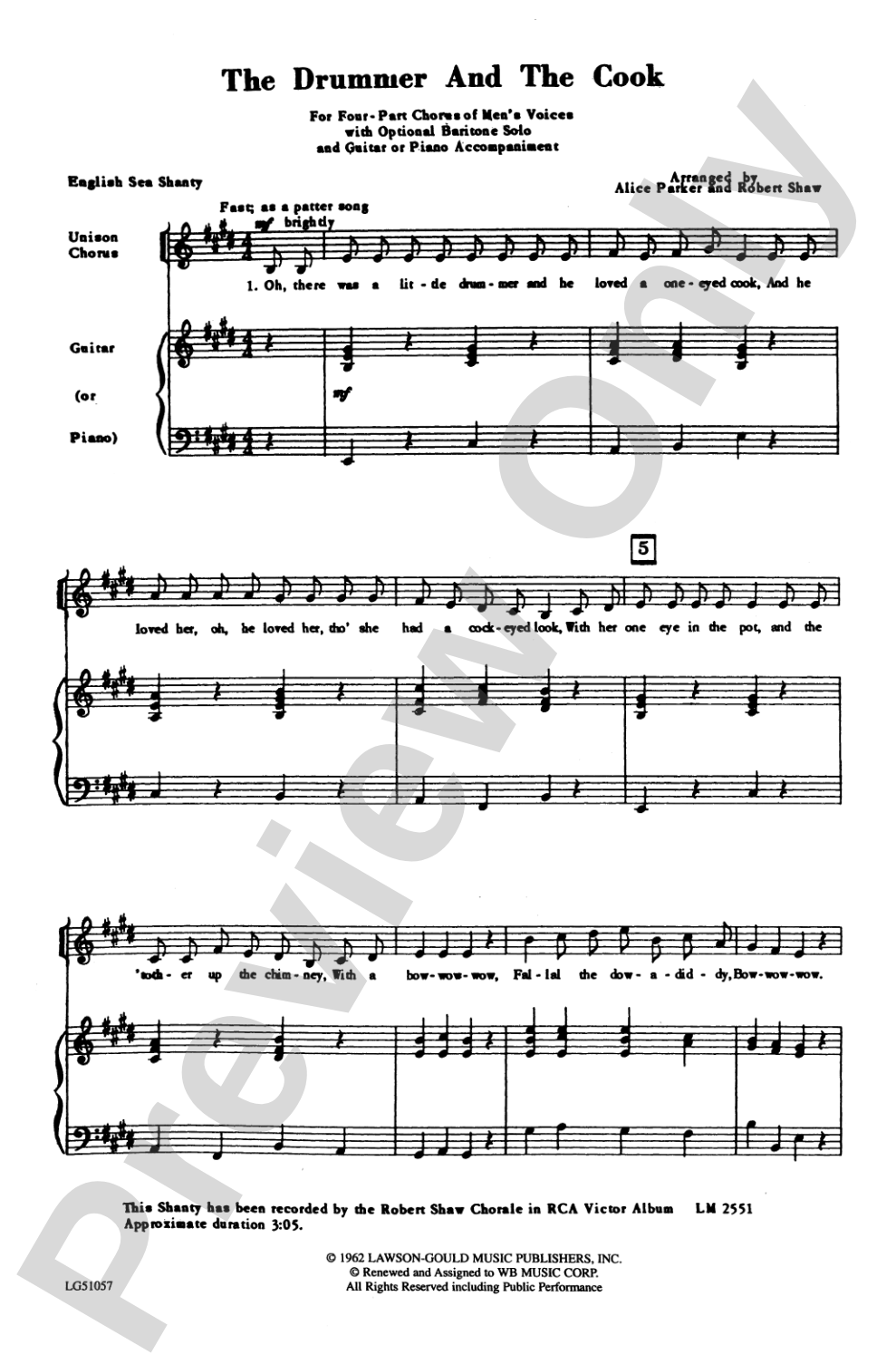 The Drummer and the Cook: TTBB Choral Octavo