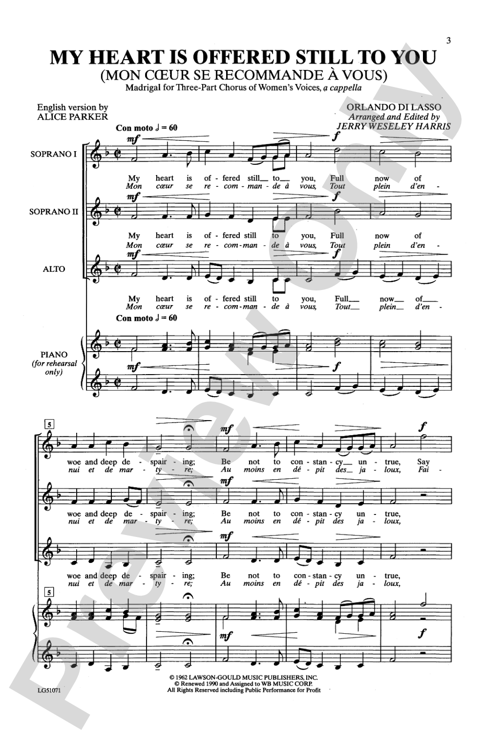 My Heart Is Offered Still to You: SSA Choral Octavo