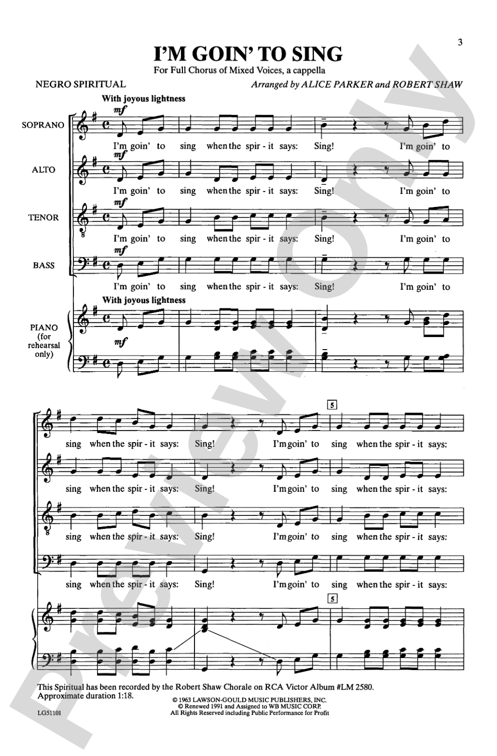 I'm Goin' to Sing: SATB Choral Octavo