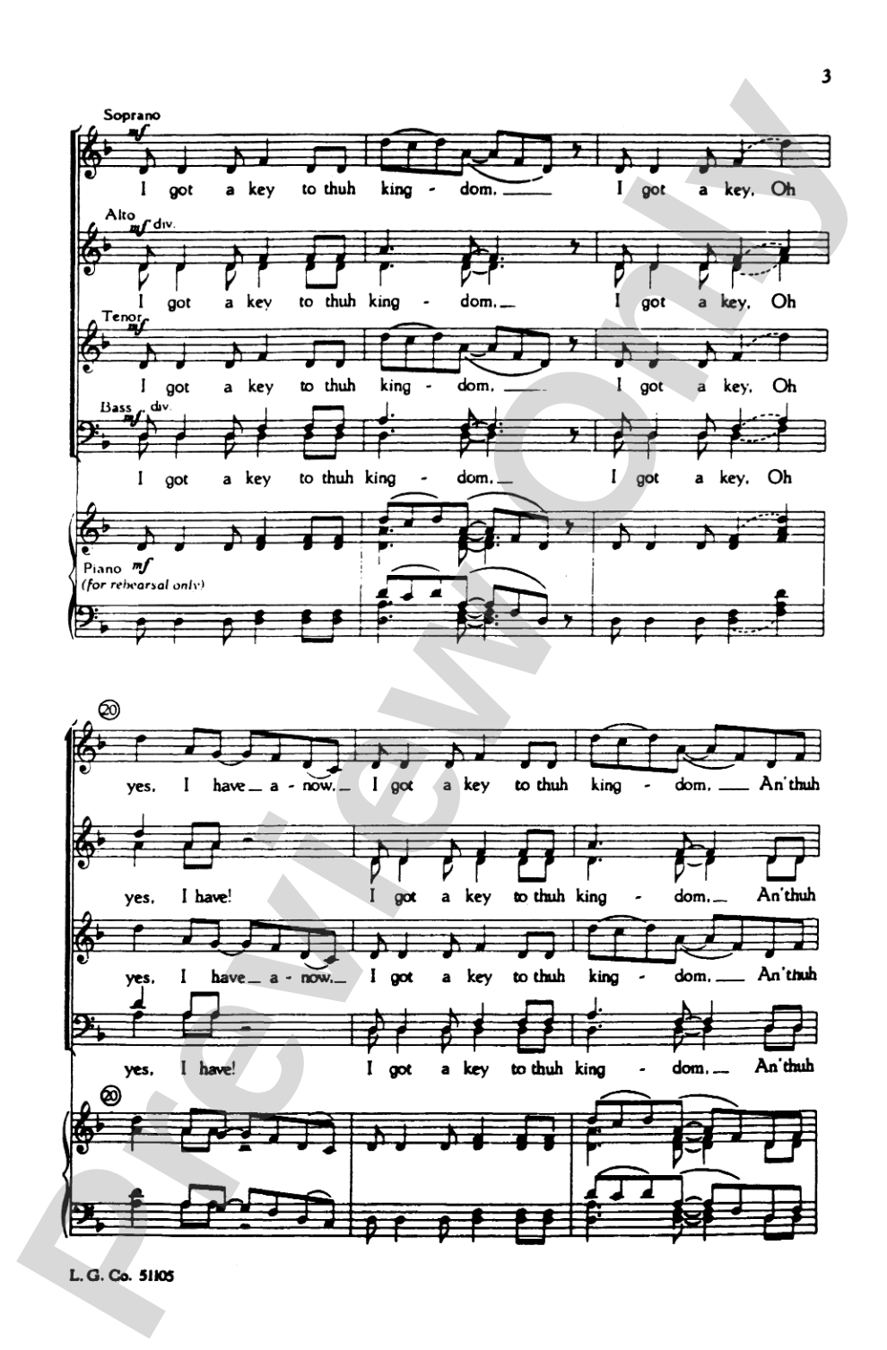 I Got a Key: SATB Choral Octavo