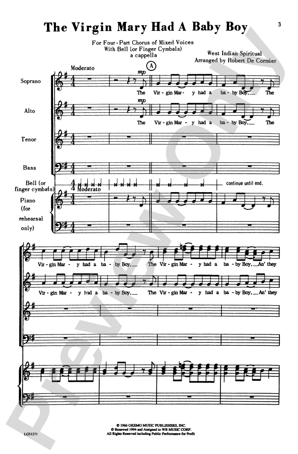 The Virgin Mary Had a Baby Boy: SATB Choral Octavo