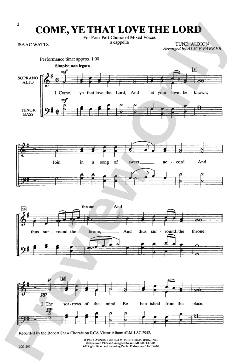 Come, Ye That Love the Lord: SATB Choral Octavo