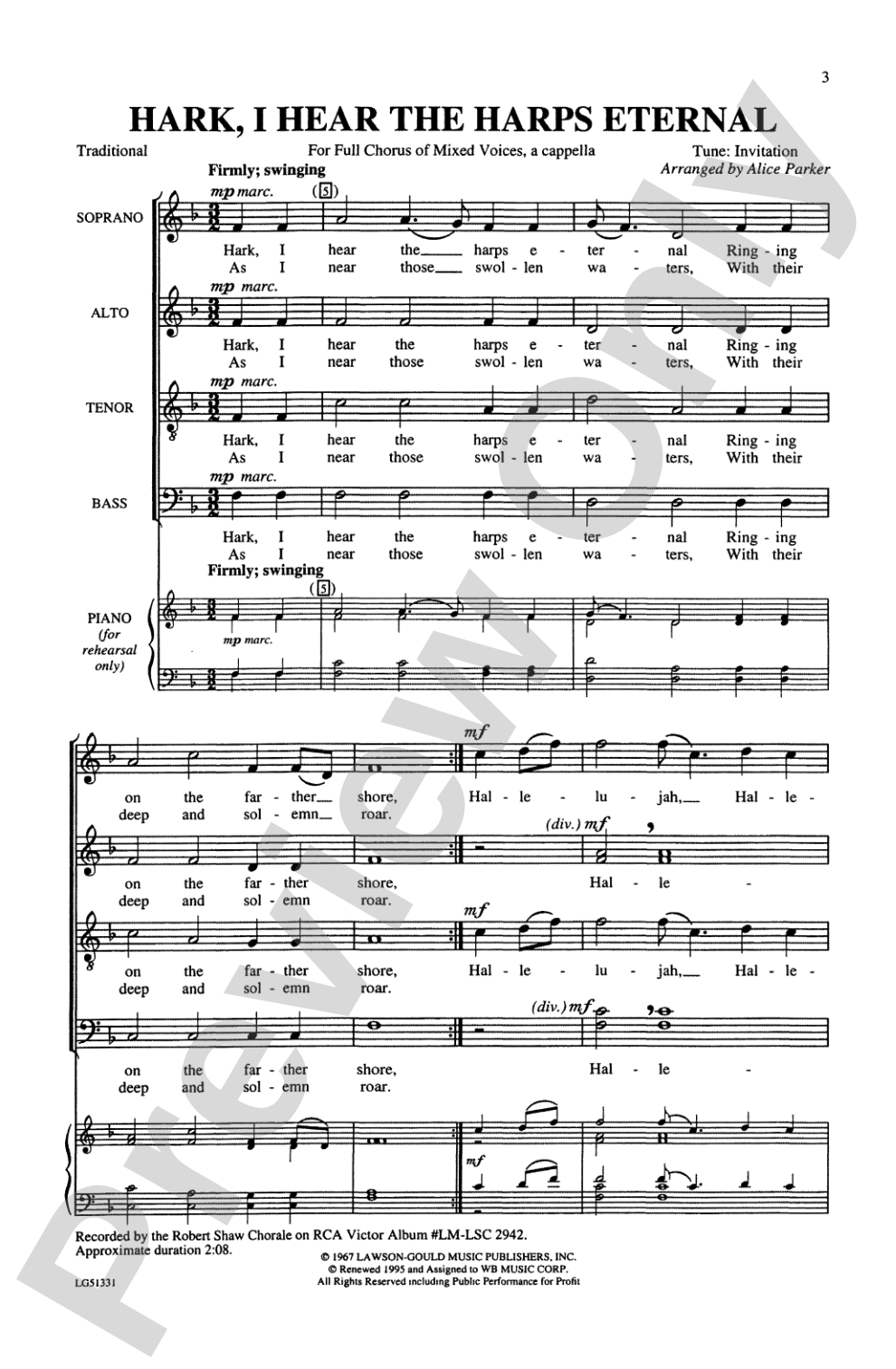 Hark, I Hear the Harps Eternal: SATB, <i>a cappella</i> Choral Octavo